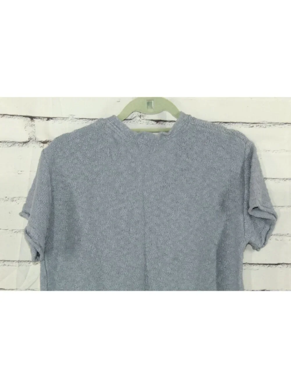 LL Bean Midweight Cotton Slub Sweater Henley Short Sleeve Soft Indigo Medium - Picture 5 of 11